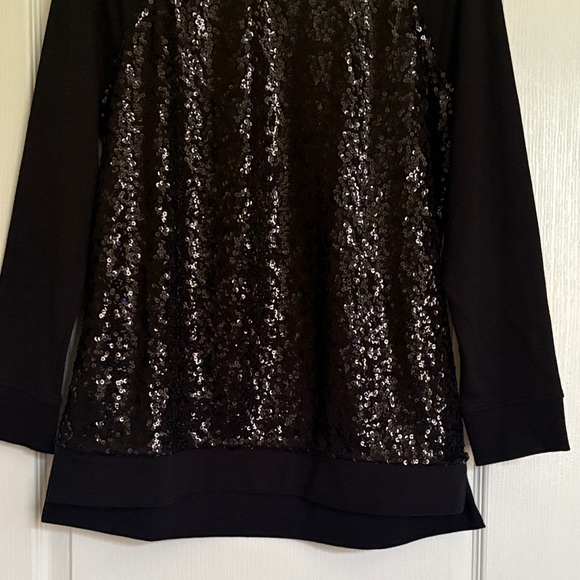 Isaac Mizrahi Black Sequin long sleeve M - Picture 5 of 7